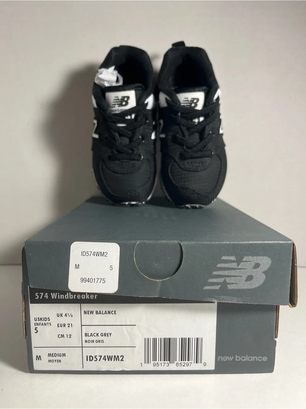 New Balance Kids Black and White Athletic Sneakers with 'N' Logo